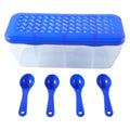 Multipurpose 4-section container with its transparent lid closed, showcasing compact design.