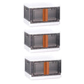 Modular black and white wardrobe storage organizer with moveable wheels