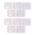 Stacked biodegradable sugarcane fiber meal trays ready for sustainable catering use