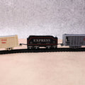 Close-up detail of battery operated toy train set components