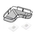 Waterproof corner shelf organiser used in a humid bathroom environment.