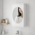 Wall mounted makeup mirror cabinet for vanity and bathroom space