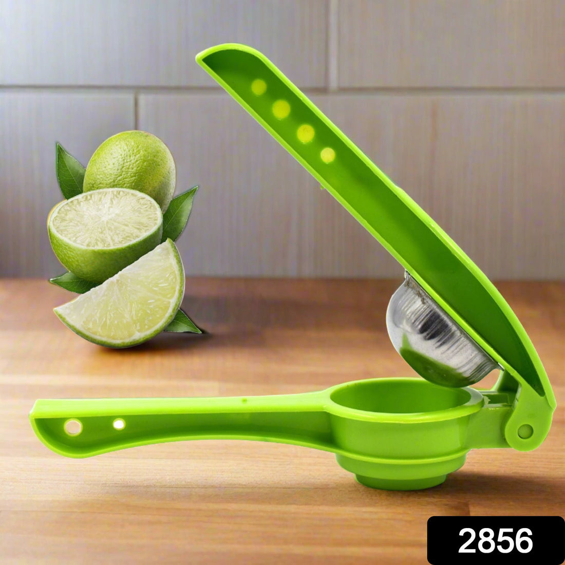Front view of the Quickslice 2-in-1 lemon squeezer and bottle opener, ready for use.