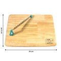 Side edge view of robust wooden chopping board