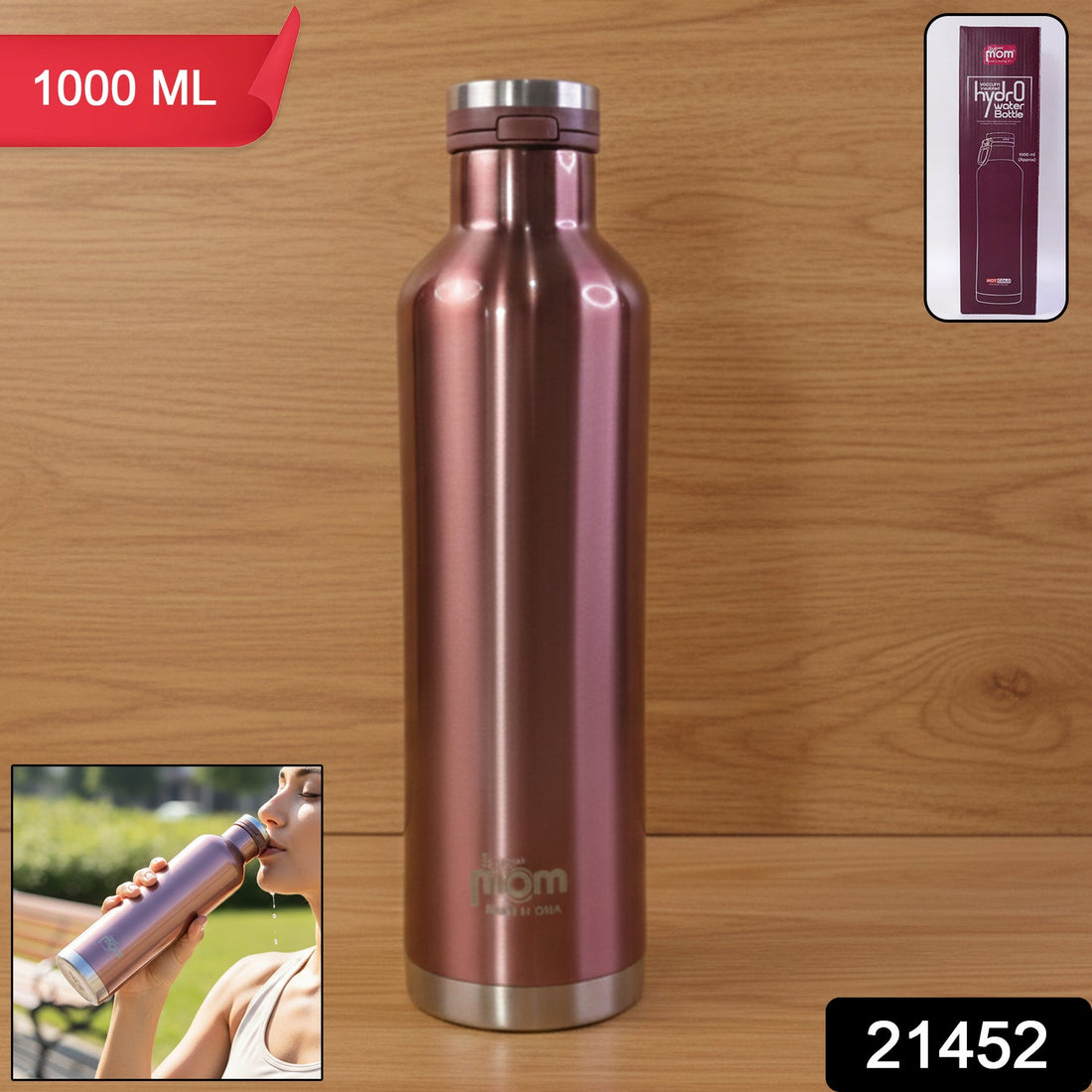 Insulated stainless steel water bottle 1000ML capacity by Supermom