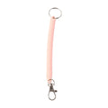 Metal key ring and clip securely attached to elastic spiral coil keychain bracelet