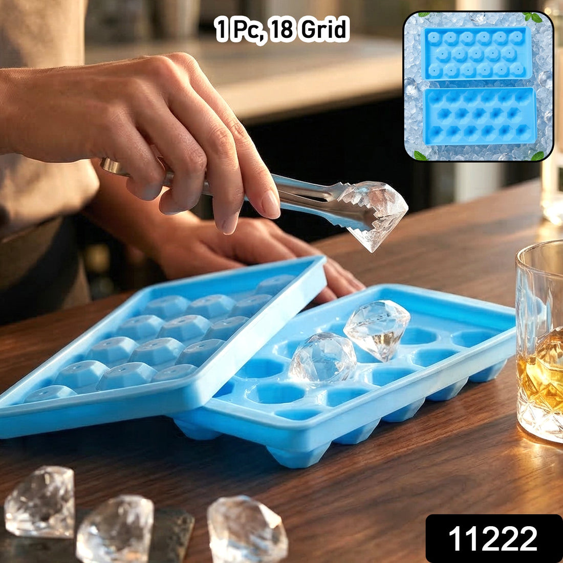 18-grid flexible ice tray for freezing ice cubes, chocolates, and candies
