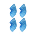 Set of blue disposable shoe covers suitable for indoor and outdoor use.
