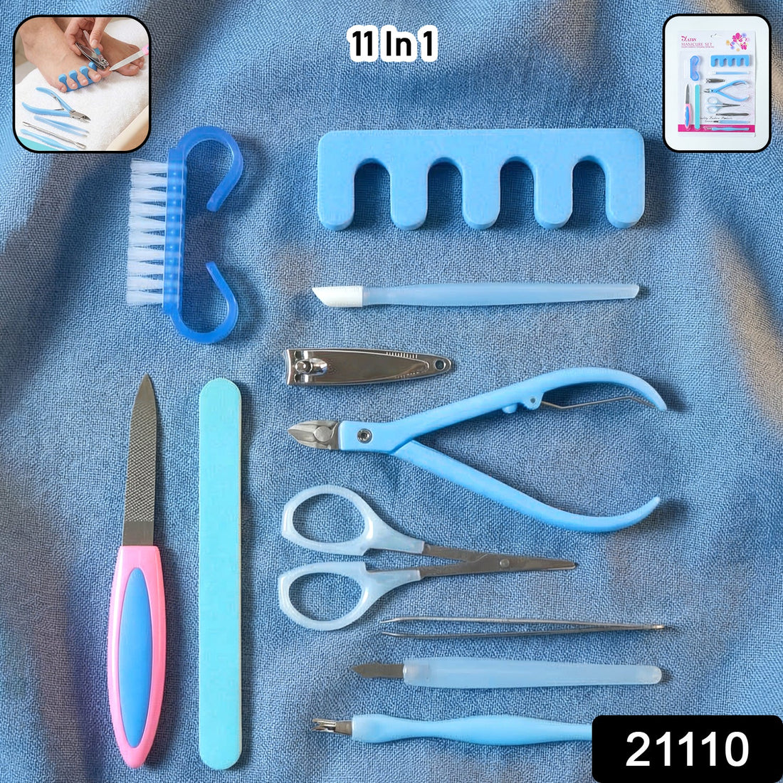Complete 11 in 1 Manicure Pedicure Nail Care Kit with professional grooming tools
