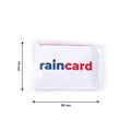 Raincoat card packaging showing product branding and instructions