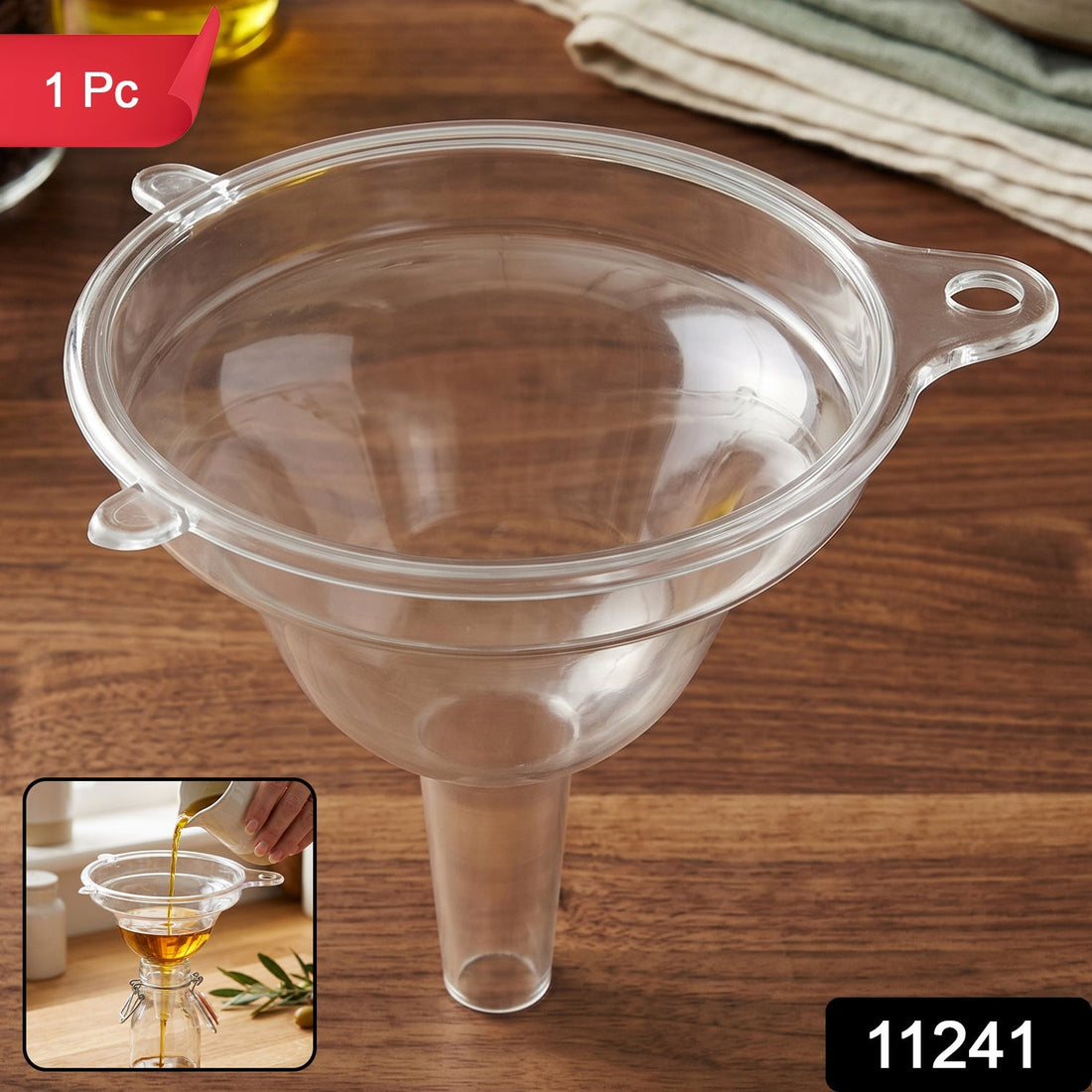 Transparent kitchen funnel with spout for easy pouring