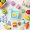 Children's pretend play trolley with cartoon sticker and smooth wheels