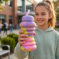 600 ML foldable silicone water bottle with leak-proof flip cap