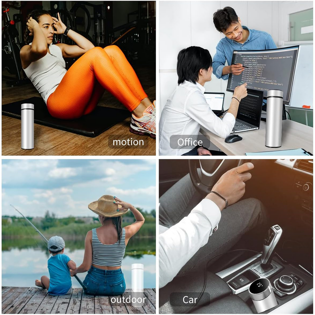Smart Vacuum Insulated Water Bottle with LED temperature display on main image