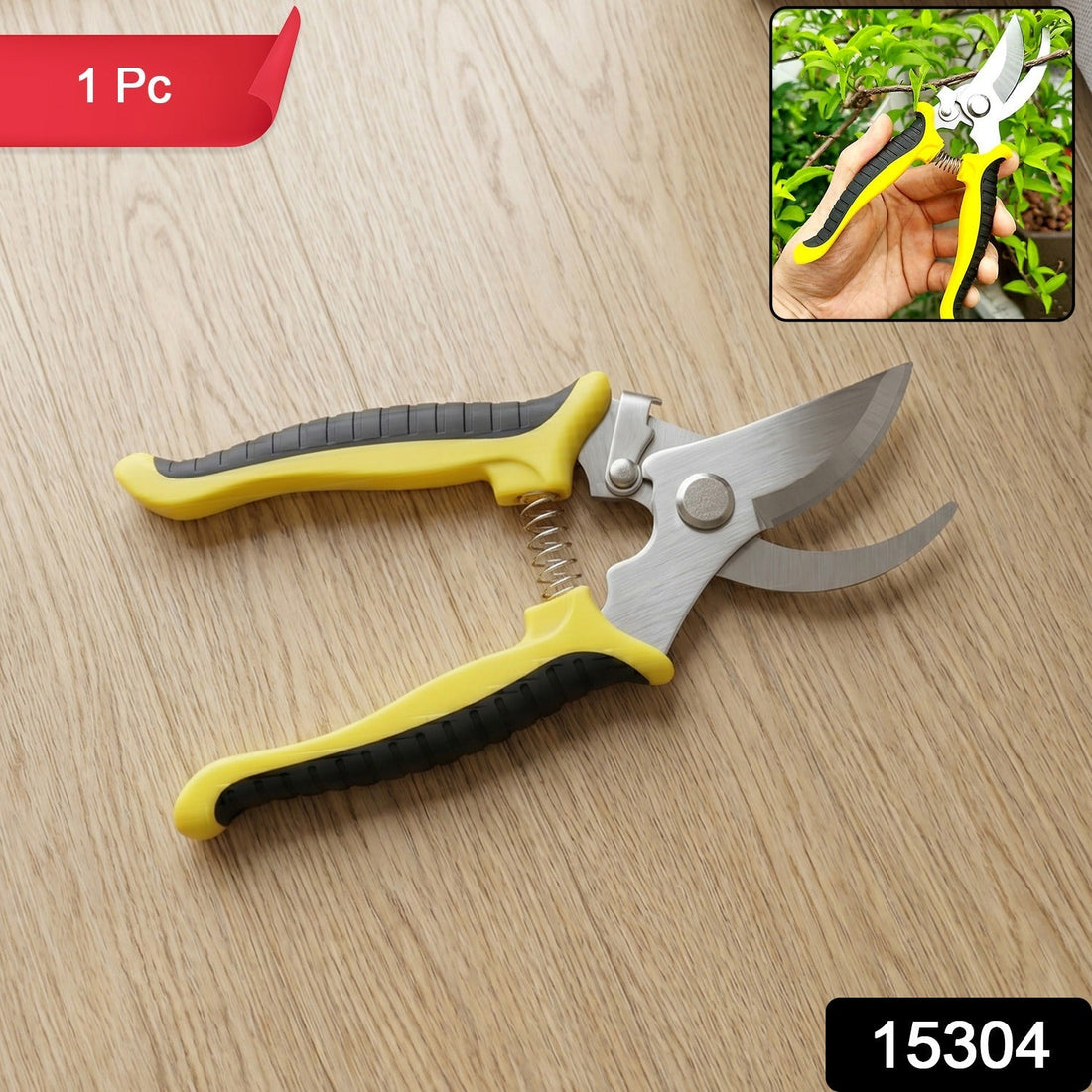 Heavy duty garden pruning shears with sharp stainless steel blades suitable for thick stems