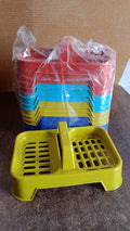 Image showing the dimensions of the plastic double soap dish stand.