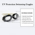 Front view of UV protection swimming goggles with ergonomic design