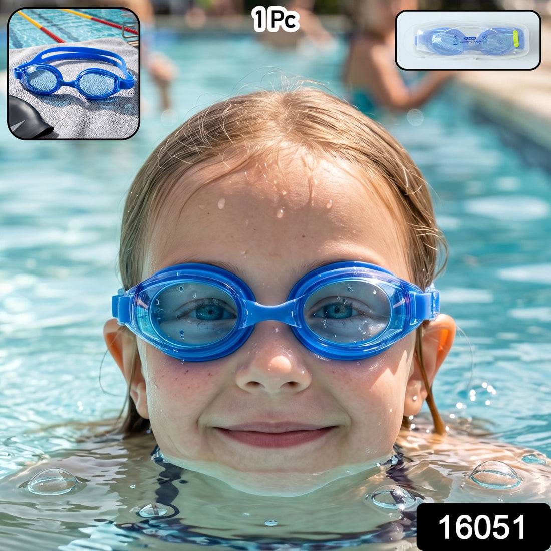 Kids swimming goggles with crystal clear lenses and secure fit