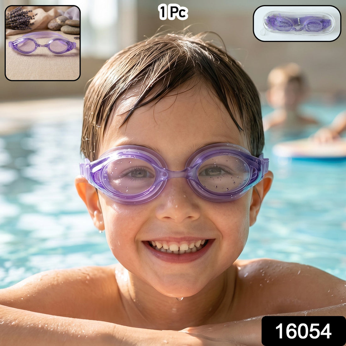 Kids lightweight swimming goggles with flexible frame and leak proof seal