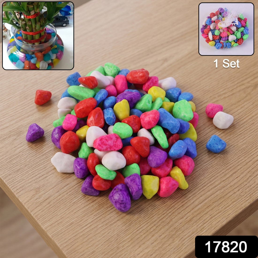 Multicolor decorative pebbles for garden and home decor