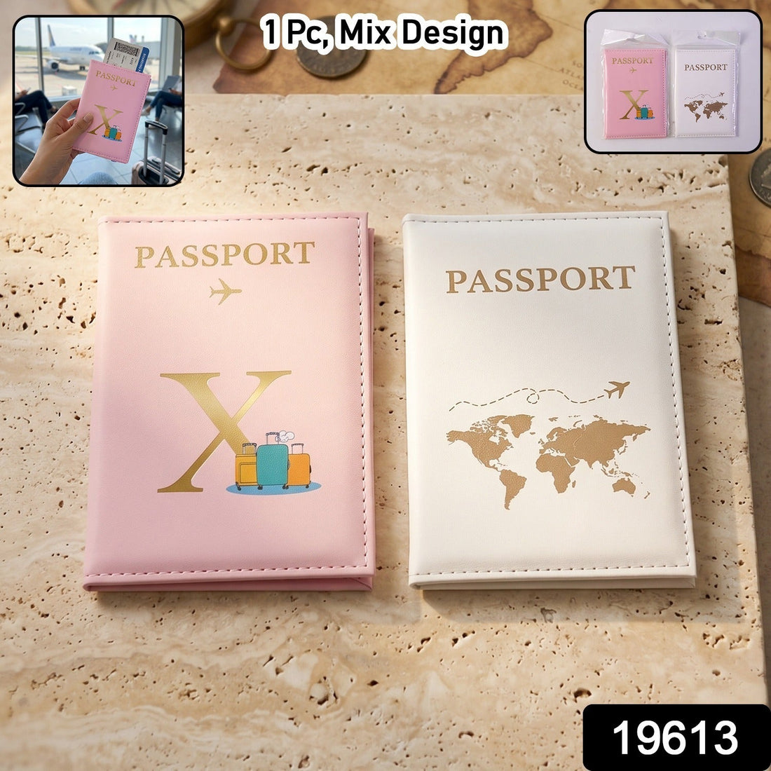 Stylish mix design travel passport holder wallet
