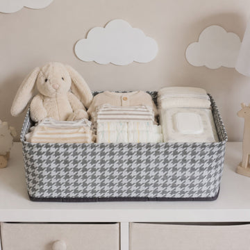Foldable fabric cloth organizer basket with sturdy sides and handles