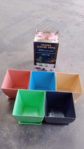 Multi-color square plastic flower pots set with drainage holes for healthy plants
