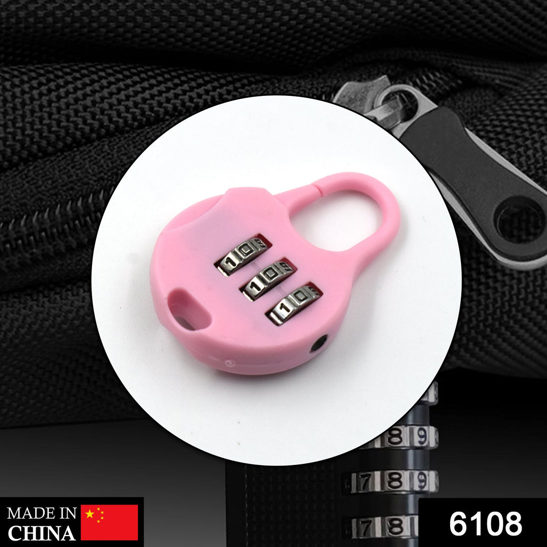 A compact 3-Digit Zipper Lock in black, perfect for securing luggage and bags.