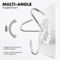 Simple peel-and-stick installation steps for the stainless steel adhesive hook.