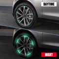 Pack of 20 multicolored reflective wheel stickers, ready for application.