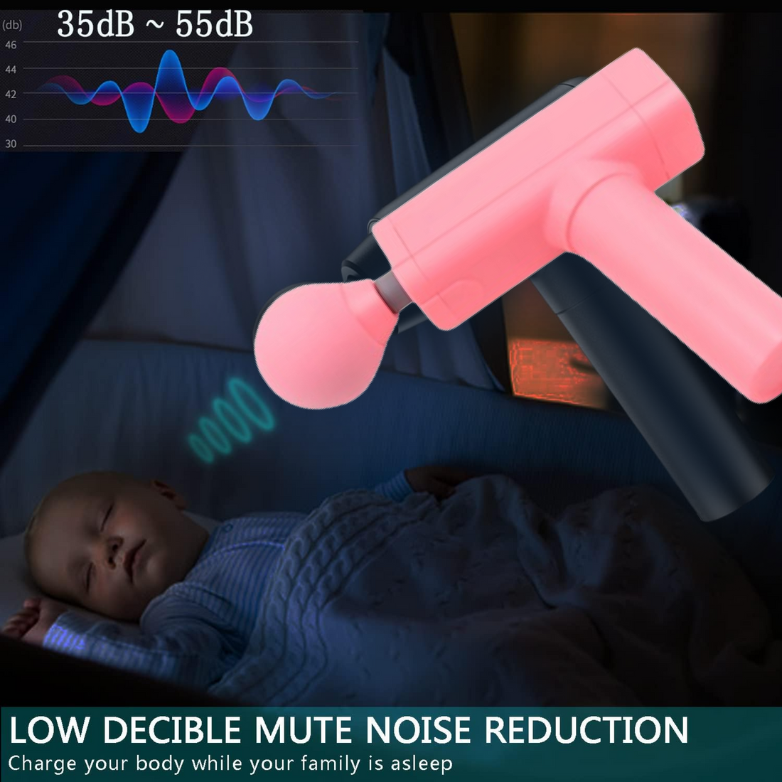Velvet Wellness Massage Gun for deep muscle relief, highlighting its USB charging port.