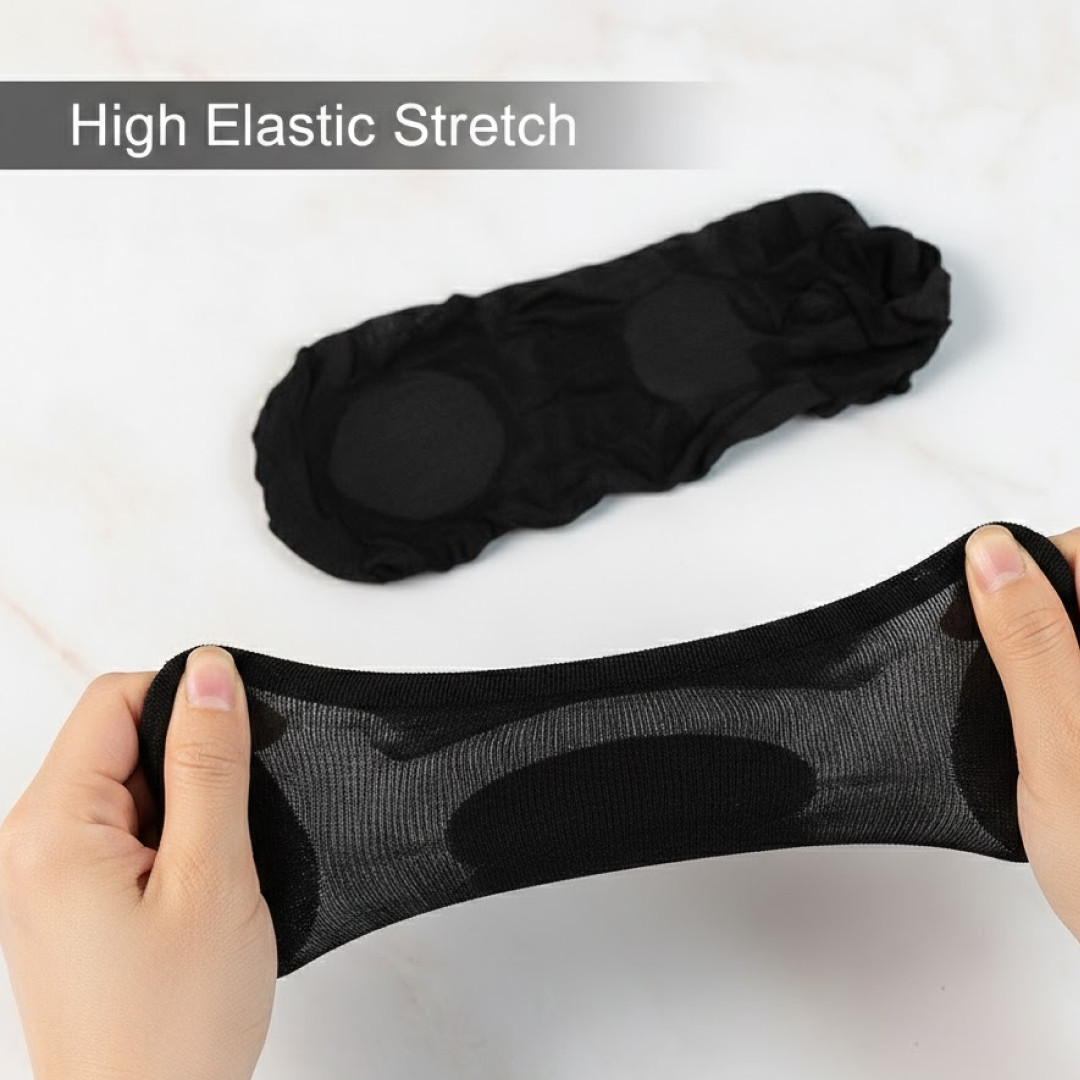 No-show liner socks with anti-slip heel grip providing secure fit