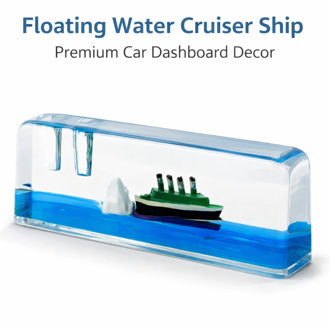 Floating Cruiser Ship Decor displayed on a car dashboard.