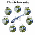 Close-up of the water spray gun's adjustable nozzle for different spray patterns.