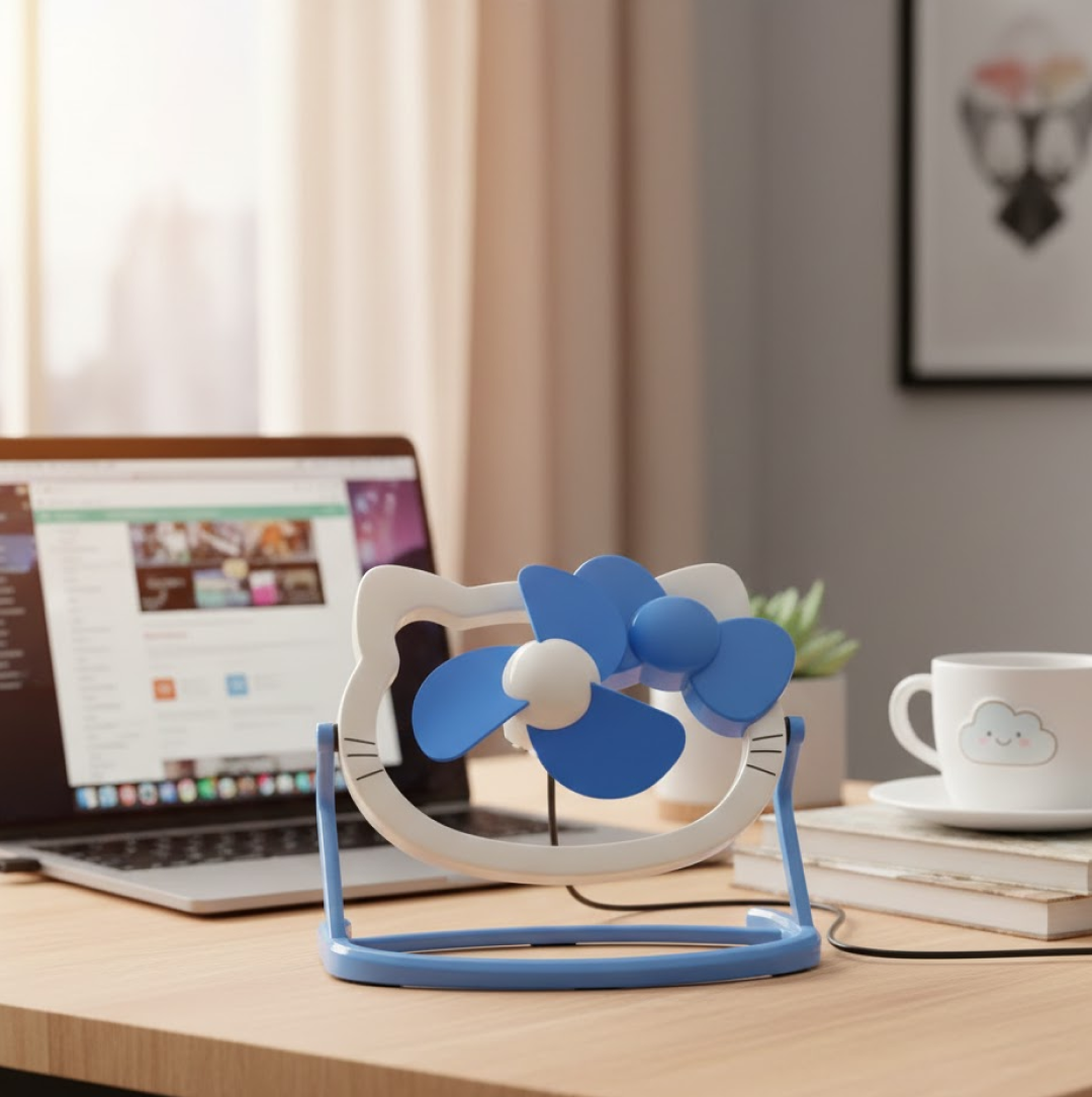 Brightly colored USB Mini Fan, front view on a clean surface.