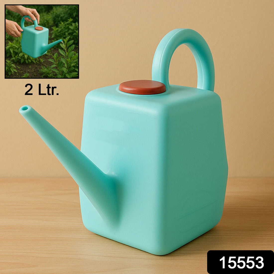 2L gardening watering can with durable plastic body and ergonomic handle