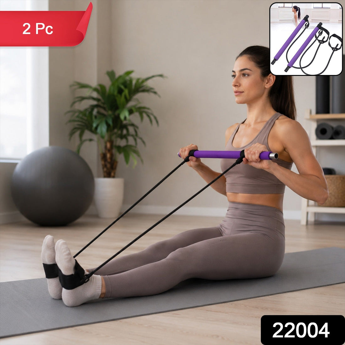 Pilates Bar with Resistance Bands kit for full-body home workouts.