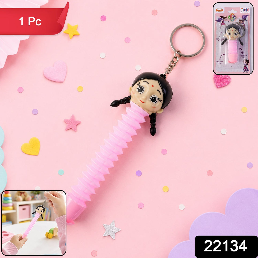 Colorful pop tube stretch cartoon toy for kids