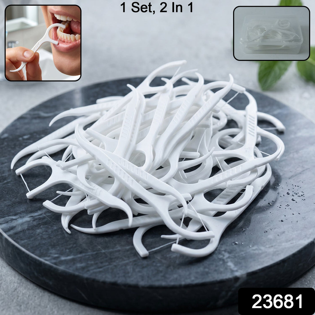 2-in-1 dental floss & toothpick sticks with case for portable oral care