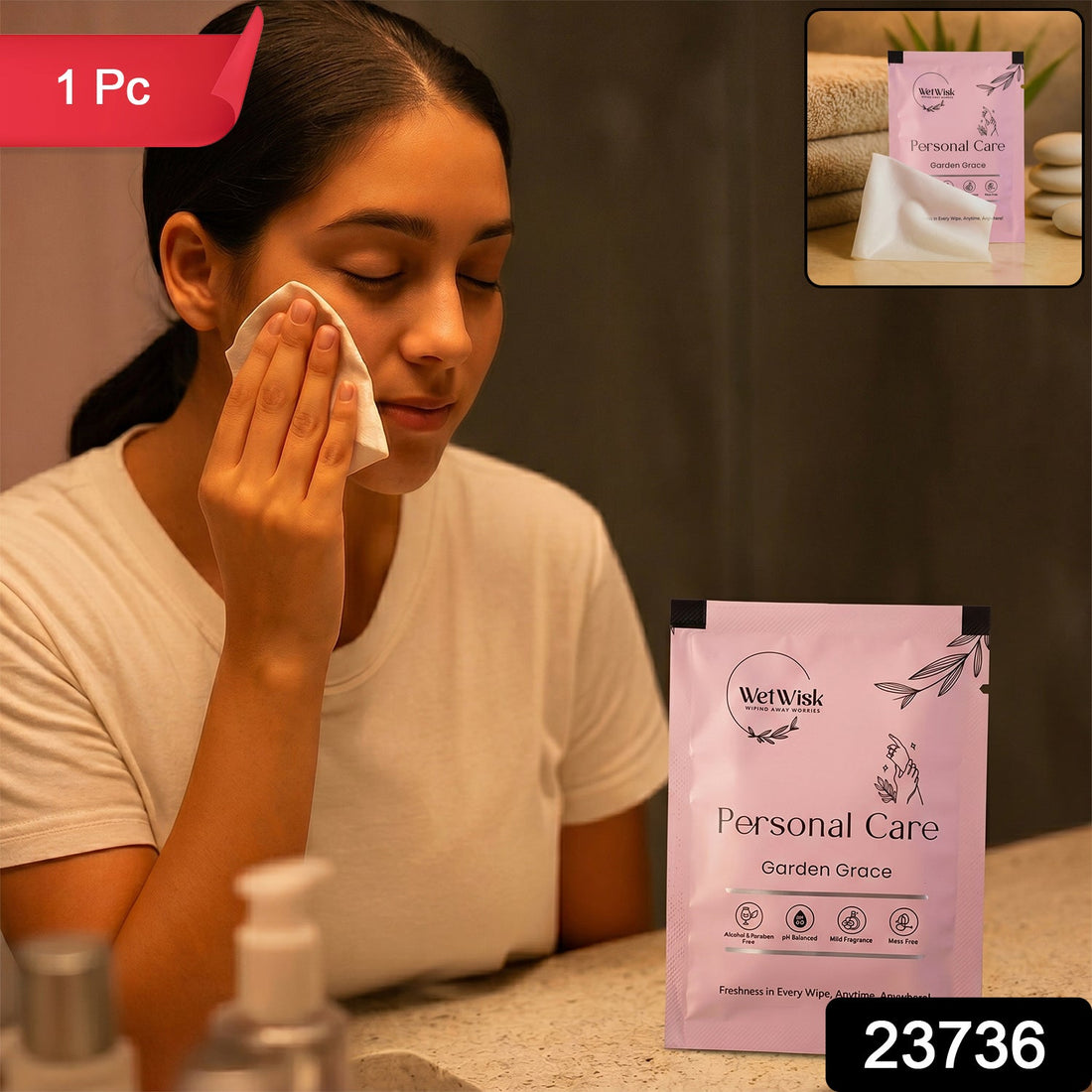 Cleansing personal care wipes in package suitable for all skin types