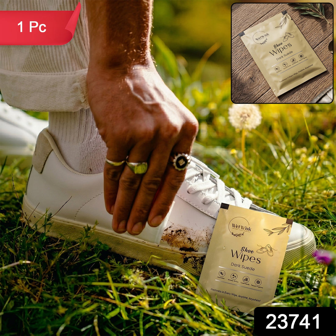 Dark suede shoe cleaning wipe for quick dirt removal