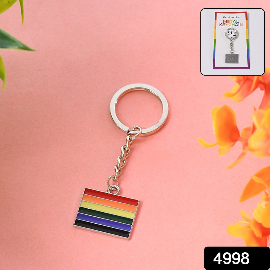 Rainbow metal keyring showcasing vibrant design and durable metal