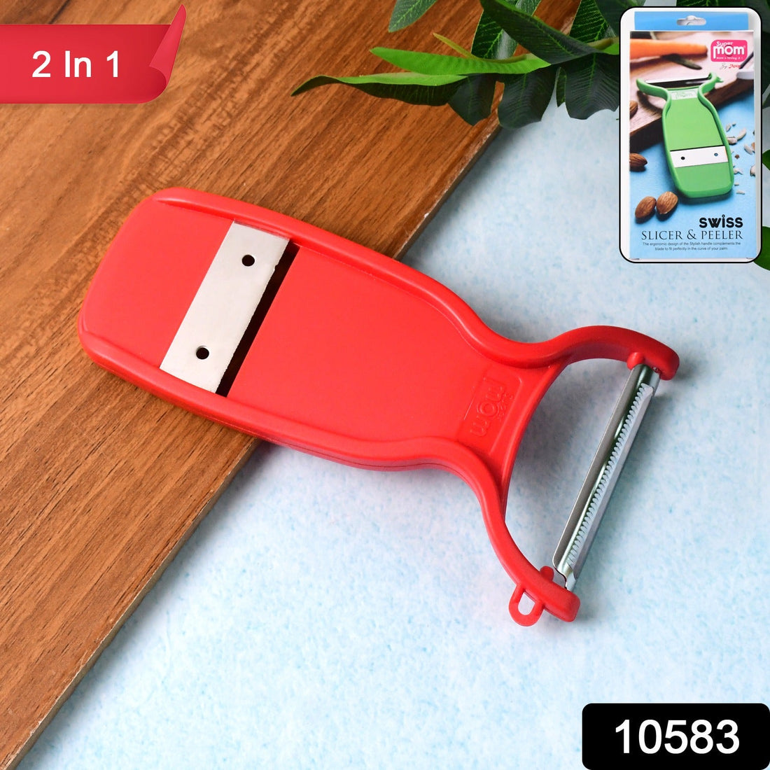 Ultra-sharp stainless steel 2-in-1 slicer and peeler for fruits and vegetables