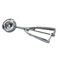 Full view of the durable stainless steel ice cream scoop.