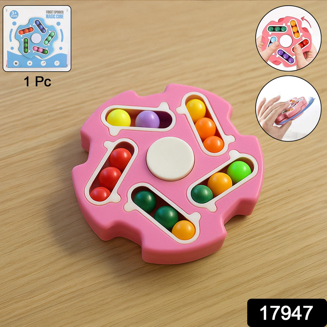 Fidget Magic Cube Spinner Toy showing the multi-track sliding bead puzzle for stress relief and focus.