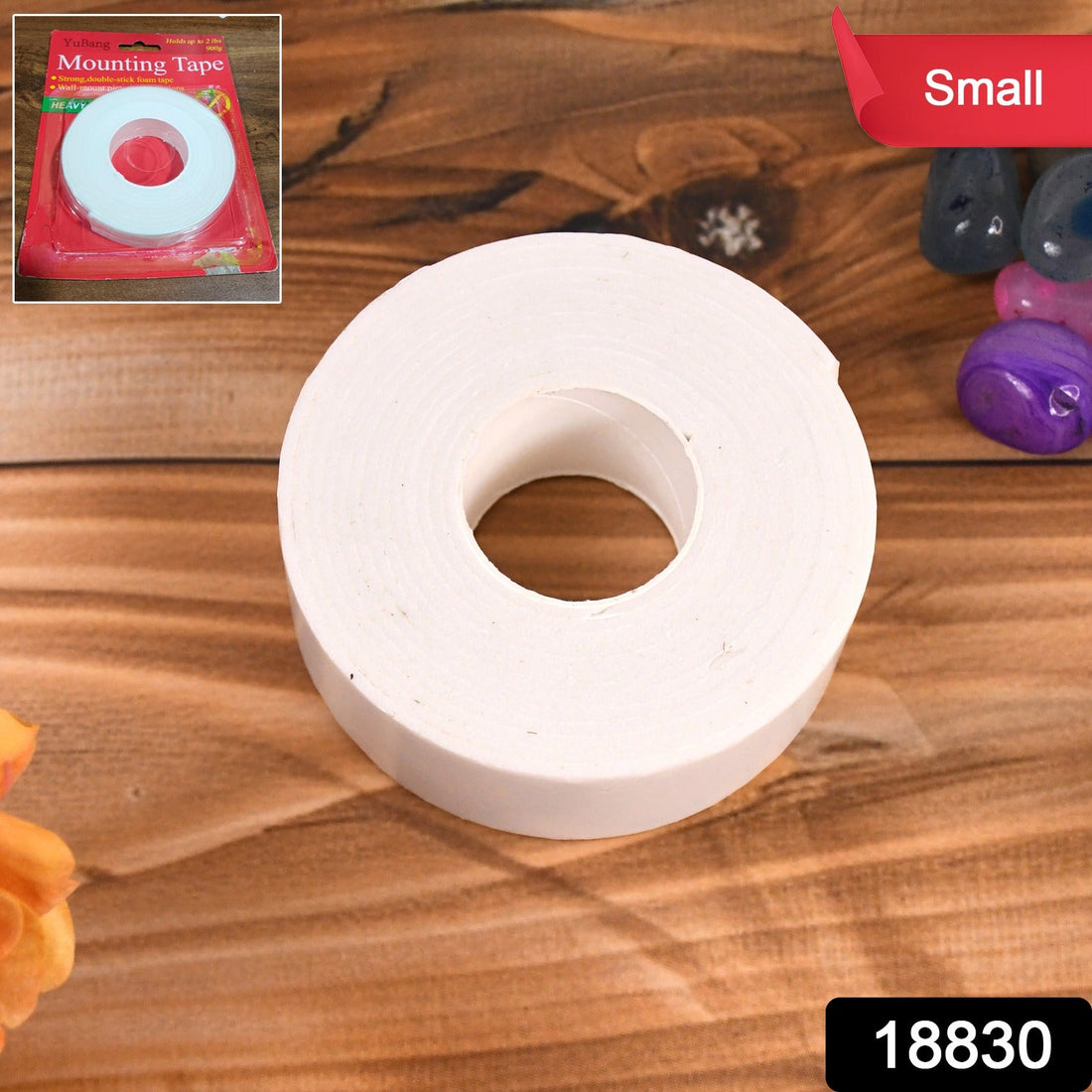 Small strong double sided foam mounting tape for secure wall mounting