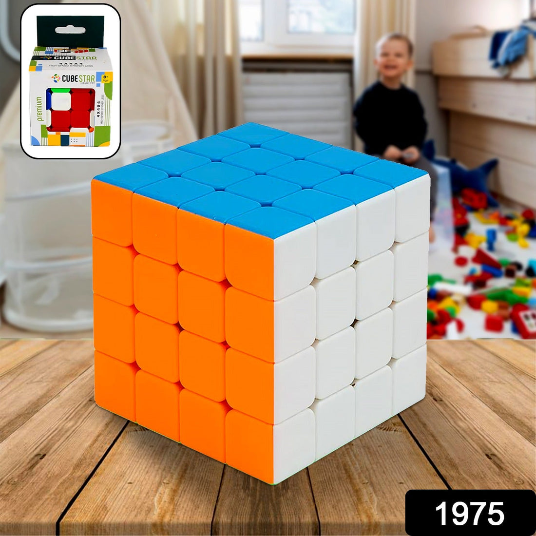 Front view of the vibrant 4x4x4 Magic Cube, showcasing its stickerless design.