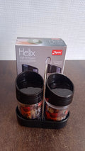 Modern black lid plastic jar set for kitchen spice storage