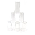 Angled view of the lightweight transparent plastic glasses.