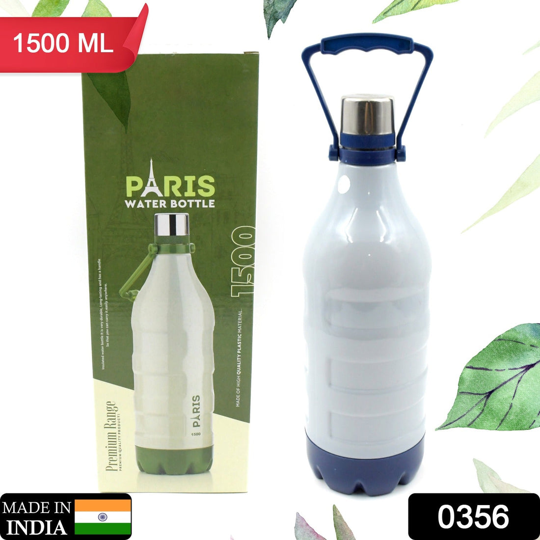 Front view of the Nekza 1500ml insulated water bottle, ideal for daily hydration.